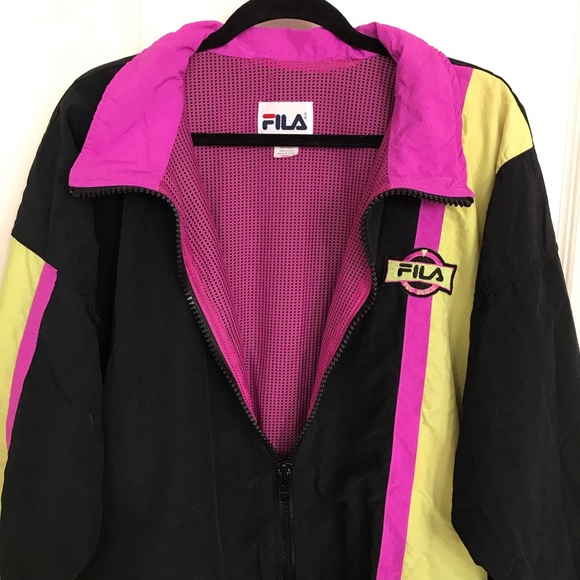 A beautiful black/magenta pink FILA zip up track jacket, Size Small - Picture 5 of 14